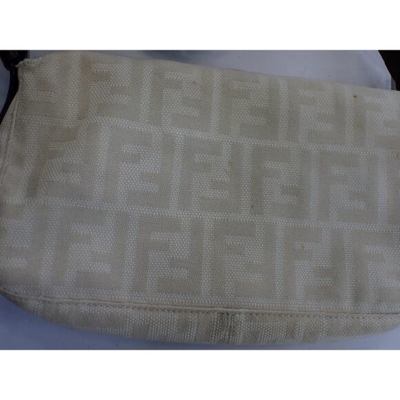 Fendi Zucca Baguette Bag White Silver Vintage Shoulder Purse FF Logo w/dustbag - Picture 10 of 16